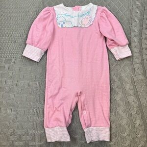 Vintage Health-Tex Pink Baby Home Bunny One Piece 18M